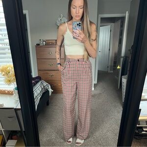 Boohoo Wide Leg Plaid Pants (Tall)